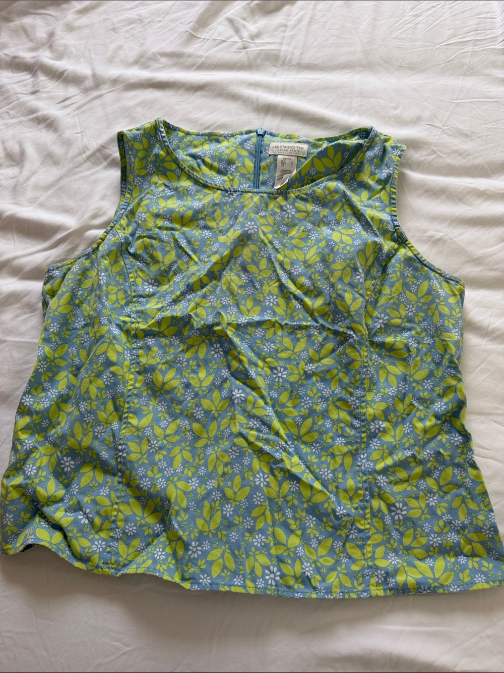 Liz Claiborne Blue & Lime Floral Tank Top